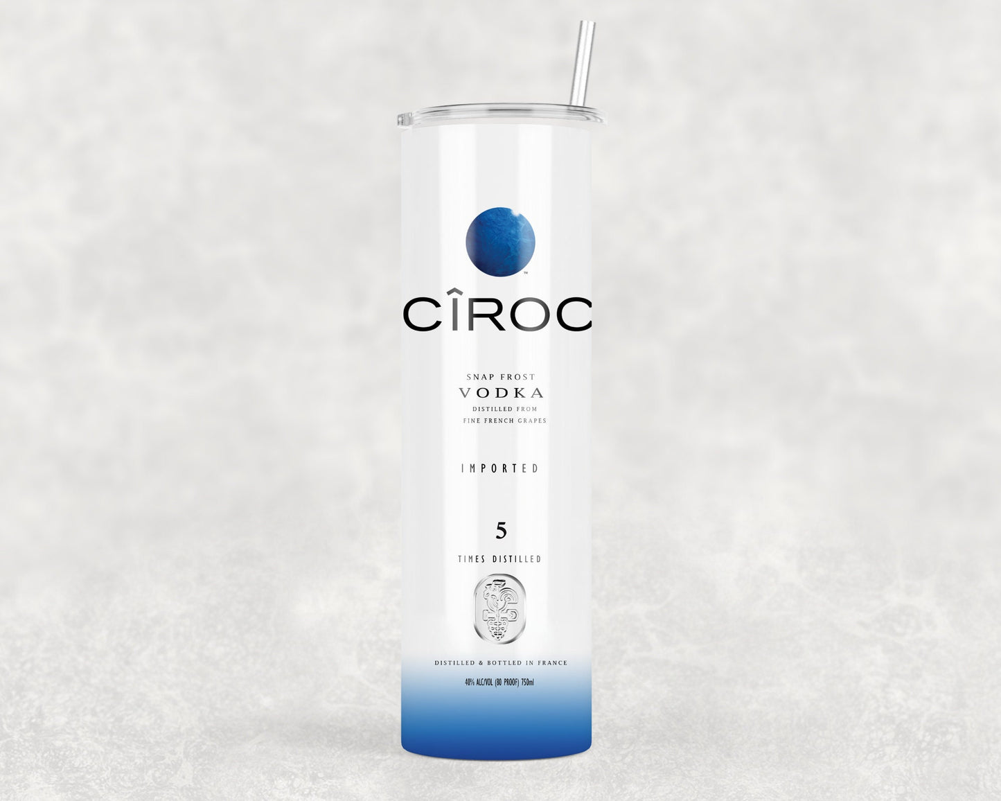 Ciroc Inspired Vodka Bottle Tumbler | 20oz Skinny Tumbler with Straw | Custom Drinks Tumbler | Novelty Vodka Cup Gift | Birthday Gift for Her or Him