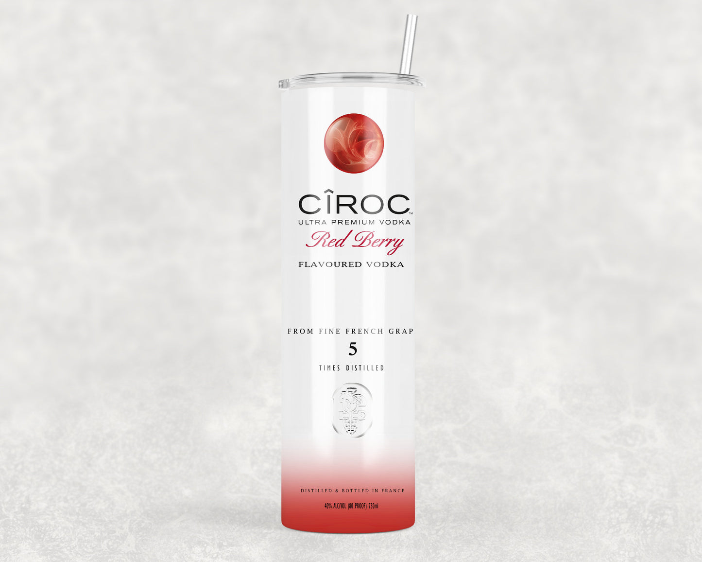 Ciroc Inspired Vodka Bottle Tumbler | 20oz Skinny Tumbler with Straw | Custom Drinks Tumbler | Novelty Vodka Cup Gift | Birthday Gift for Her or Him