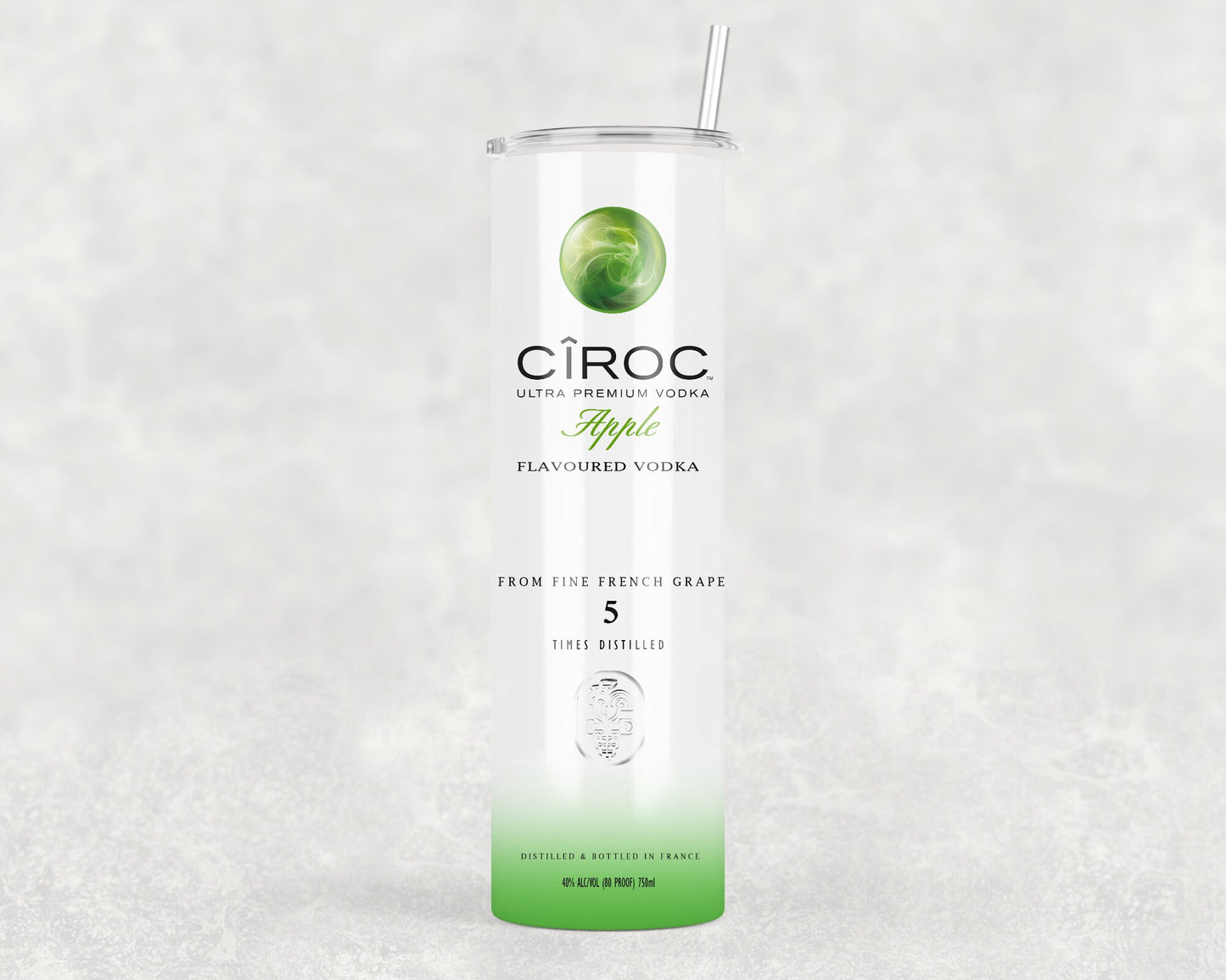 Ciroc Inspired Vodka Bottle Tumbler | 20oz Skinny Tumbler with Straw | Custom Drinks Tumbler | Novelty Vodka Cup Gift | Birthday Gift for Her or Him