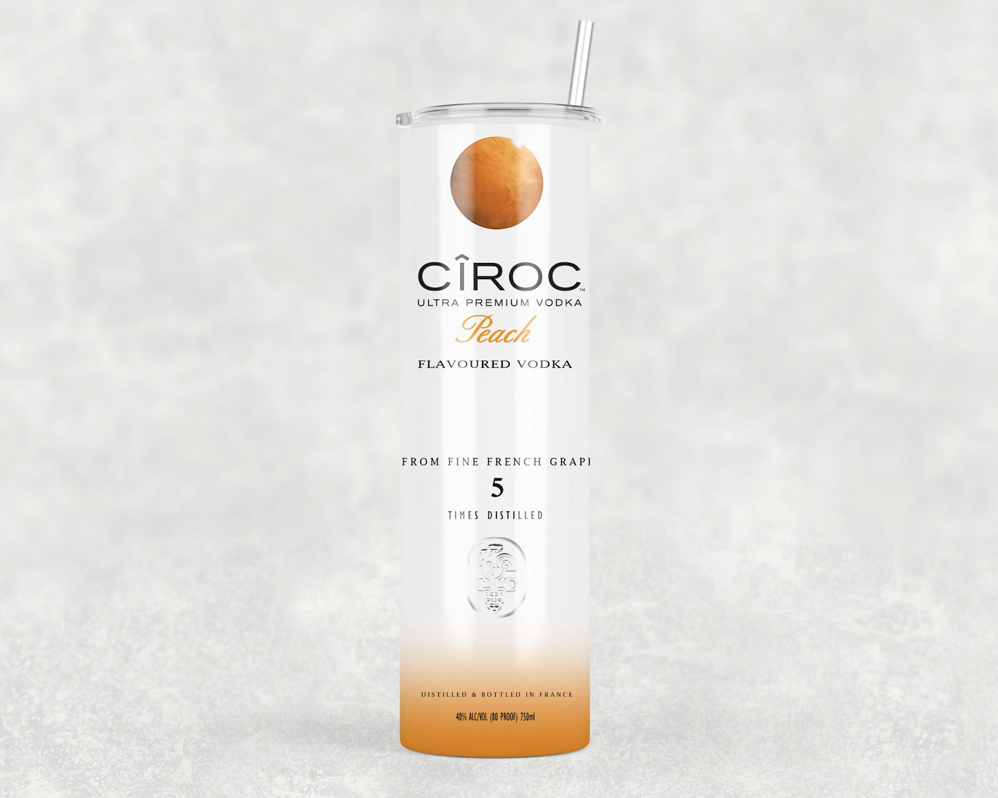 Ciroc Inspired Vodka Bottle Tumbler | 20oz Skinny Tumbler with Straw | Custom Drinks Tumbler | Novelty Vodka Cup Gift | Birthday Gift for Her or Him