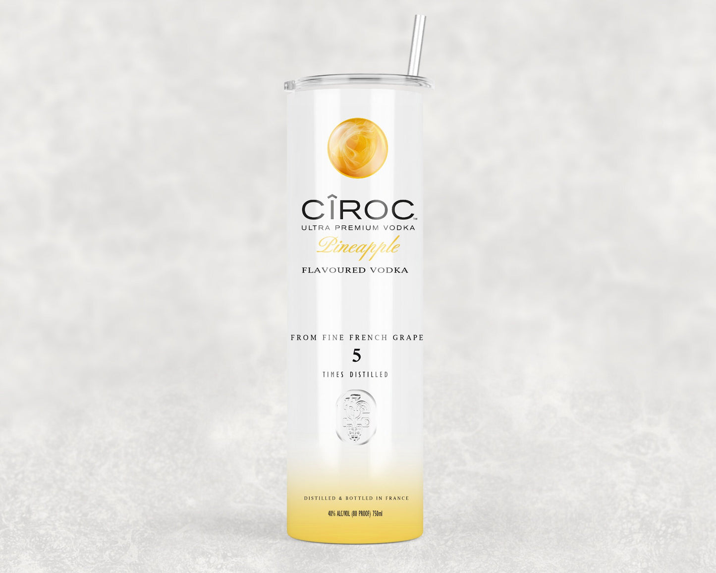 Ciroc Inspired Vodka Bottle Tumbler | 20oz Skinny Tumbler with Straw | Custom Drinks Tumbler | Novelty Vodka Cup Gift | Birthday Gift for Her or Him