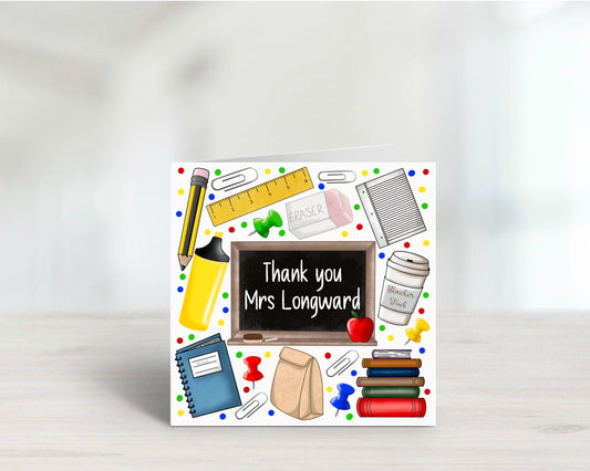 Personalised Teacher Thank You Card | End of School Year Card | Custom Teacher Name Card | Teaching Assistant Appreciation Card | Nursery Teacher Gift
