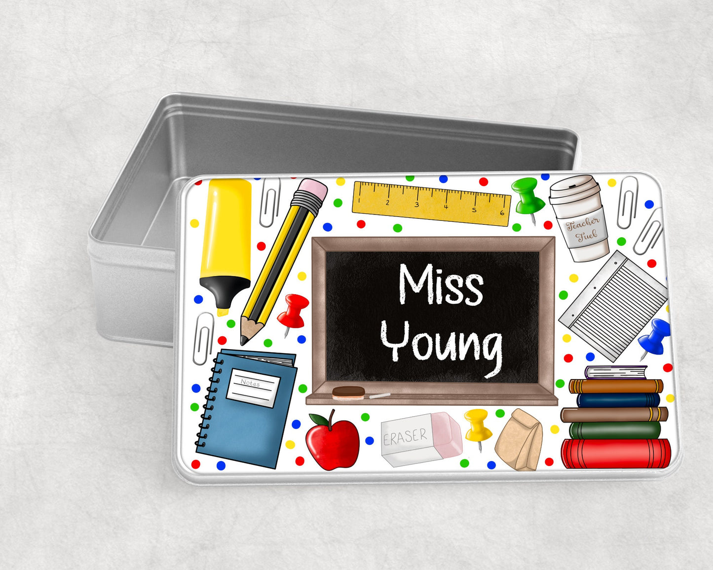 Personalised Teacher Tin | Custom Teacher Gift Tin | Thank You Teacher Gift | Teaching Assistant Keepsake Box | End Of Term Teacher Gift