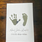 Personalised Foiled Baby Hand and Foot Print | Foiled A6 Picture | Personalised Baby Keepsake