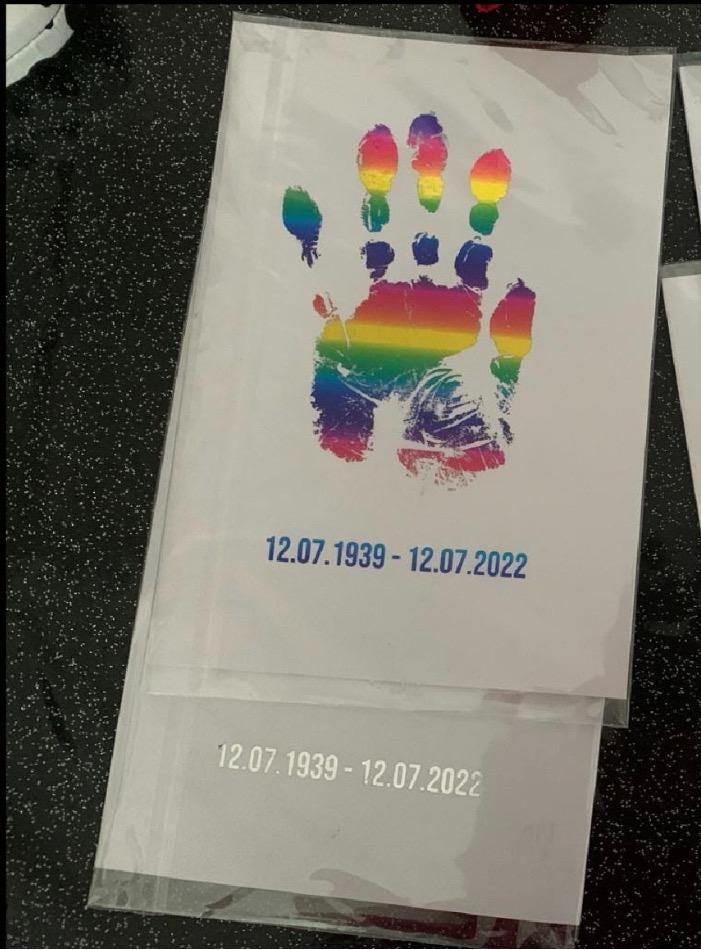 Personalised Memorial Handprint Print | Custom Foil Memory Print | Rainbow Handprint Keepsake | Bereavement Gift | In Loving Memory Print | A6 Print