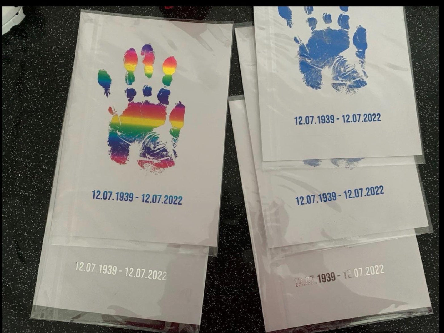 Personalised Memorial Handprint Print | Custom Foil Memory Print | Rainbow Handprint Keepsake | Bereavement Gift | In Loving Memory Print | A6 Print