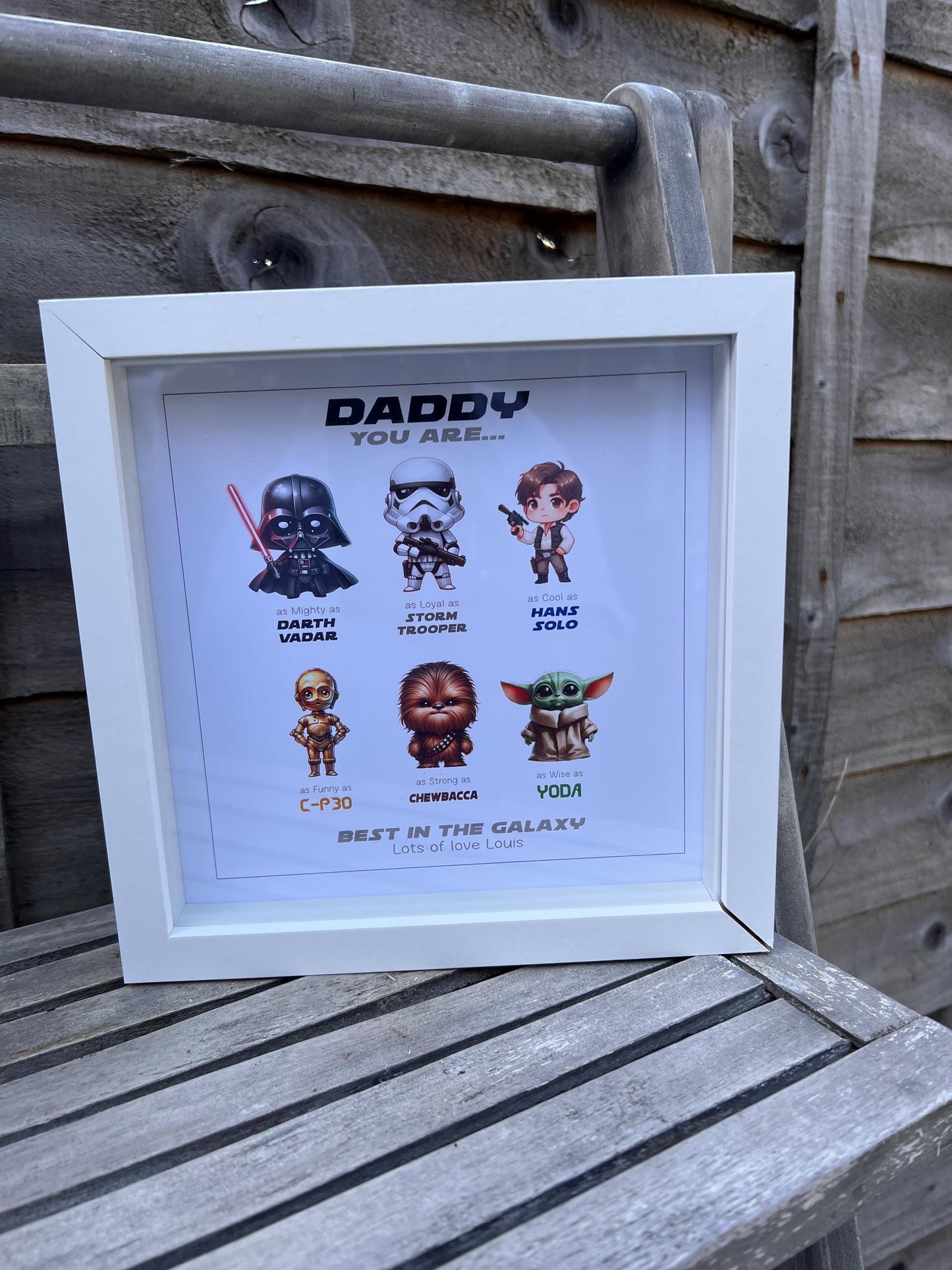 Personalised Galaxy Inspired Frame | Custom Character Keepsake Gift | Space Themed Frame | Personalised Name Print | Family Gift Idea |Personalised Star Wars FunkoPop Inspired Frame | Birthday Dad Son Daughter Friend Teacher Mum Gifts