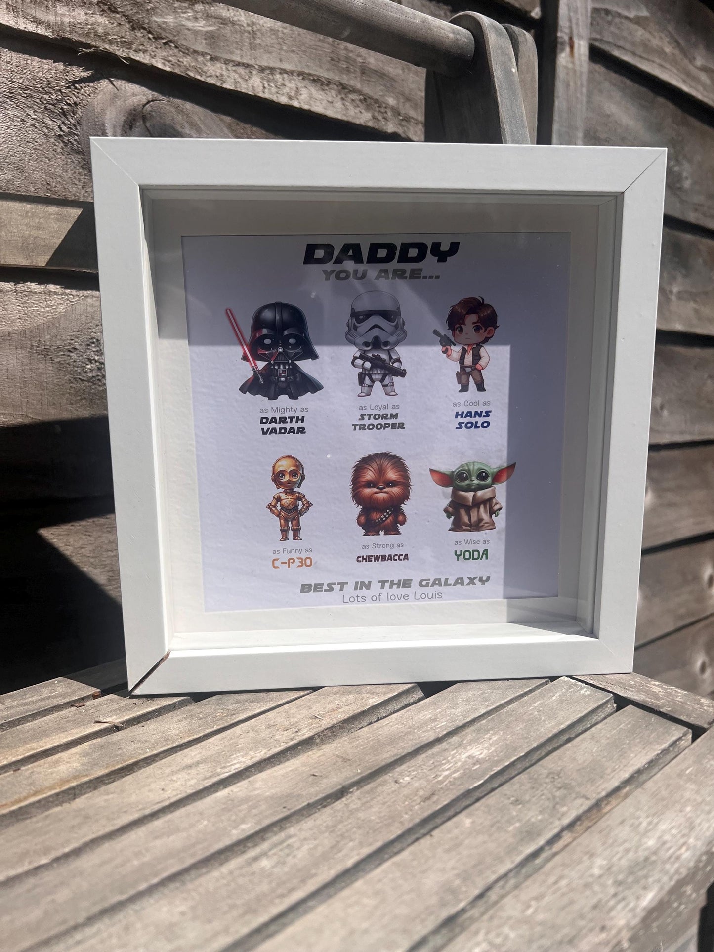 Personalised Galaxy Inspired Frame | Custom Character Keepsake Gift | Space Themed Frame | Personalised Name Print | Family Gift Idea |Personalised Star Wars FunkoPop Inspired Frame | Birthday Dad Son Daughter Friend Teacher Mum Gifts