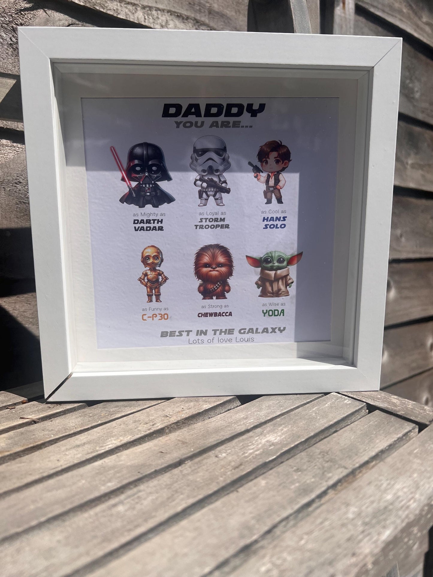 Personalised Galaxy Inspired Frame | Custom Character Keepsake Gift | Space Themed Frame | Personalised Name Print | Family Gift Idea |Personalised Star Wars FunkoPop Inspired Frame | Birthday Dad Son Daughter Friend Teacher Mum Gifts