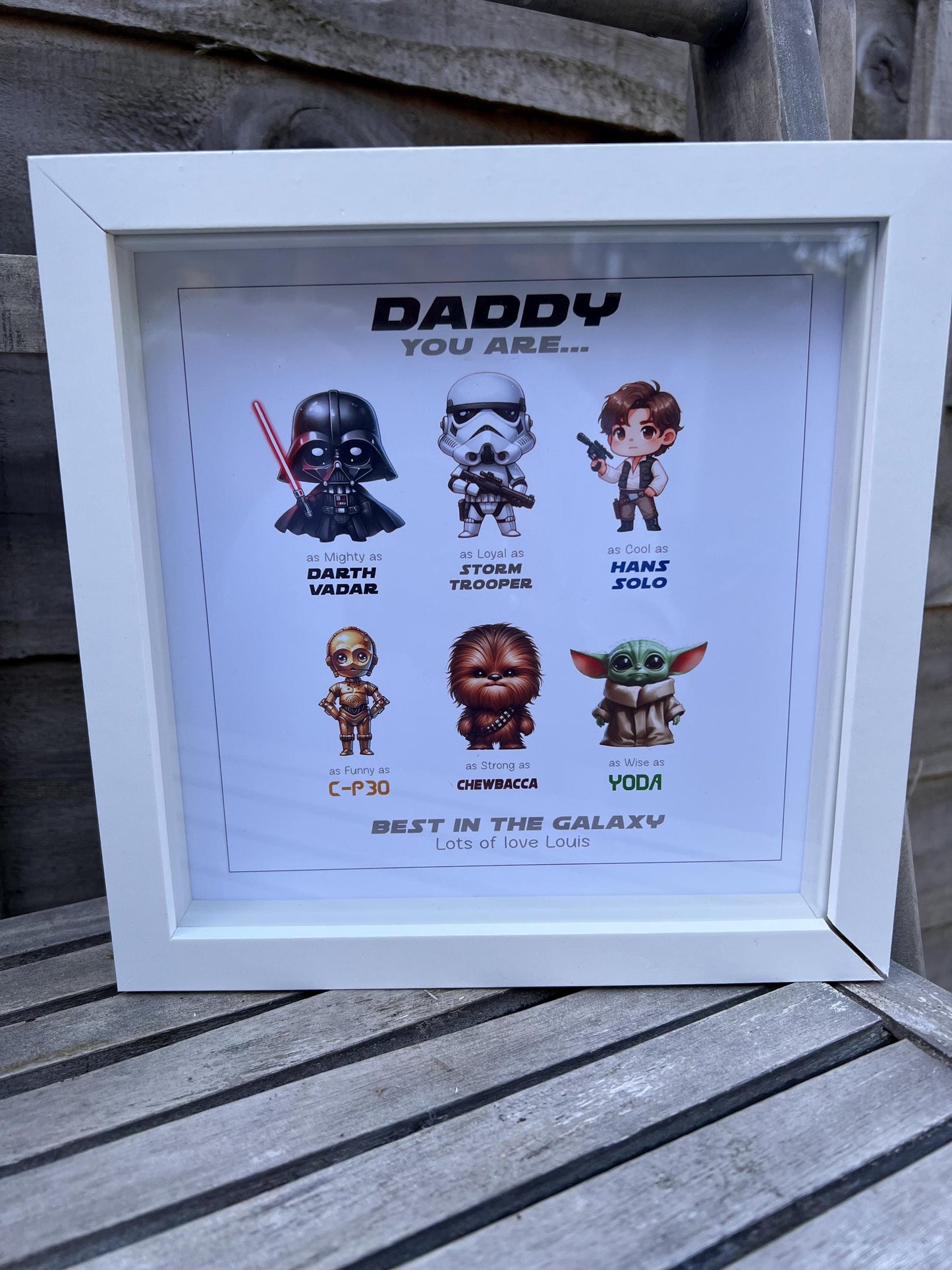 Personalised Galaxy Inspired Frame | Custom Character Keepsake Gift | Space Themed Frame | Personalised Name Print | Family Gift Idea |Personalised Star Wars FunkoPop Inspired Frame | Birthday Dad Son Daughter Friend Teacher Mum Gifts