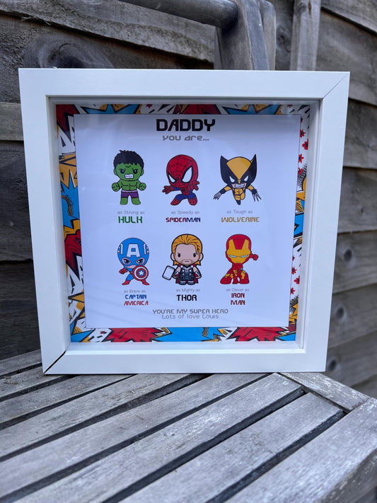 Personalised Superhero Frame | Custom Comic Character Gift | Personalised funkopop Name Frame | Superhero Inspired Keepsake | Gift For Family & Friends