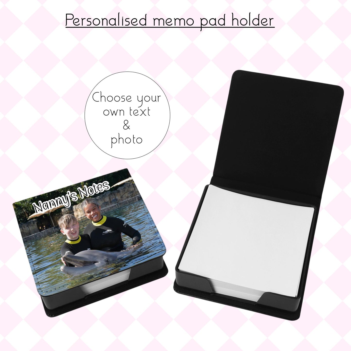 Personalised Memo Pad Holder With Photo | Custom Sticky Note Holder | Photo Note Block | Personalised Desk Notepad | Custom Office Gift