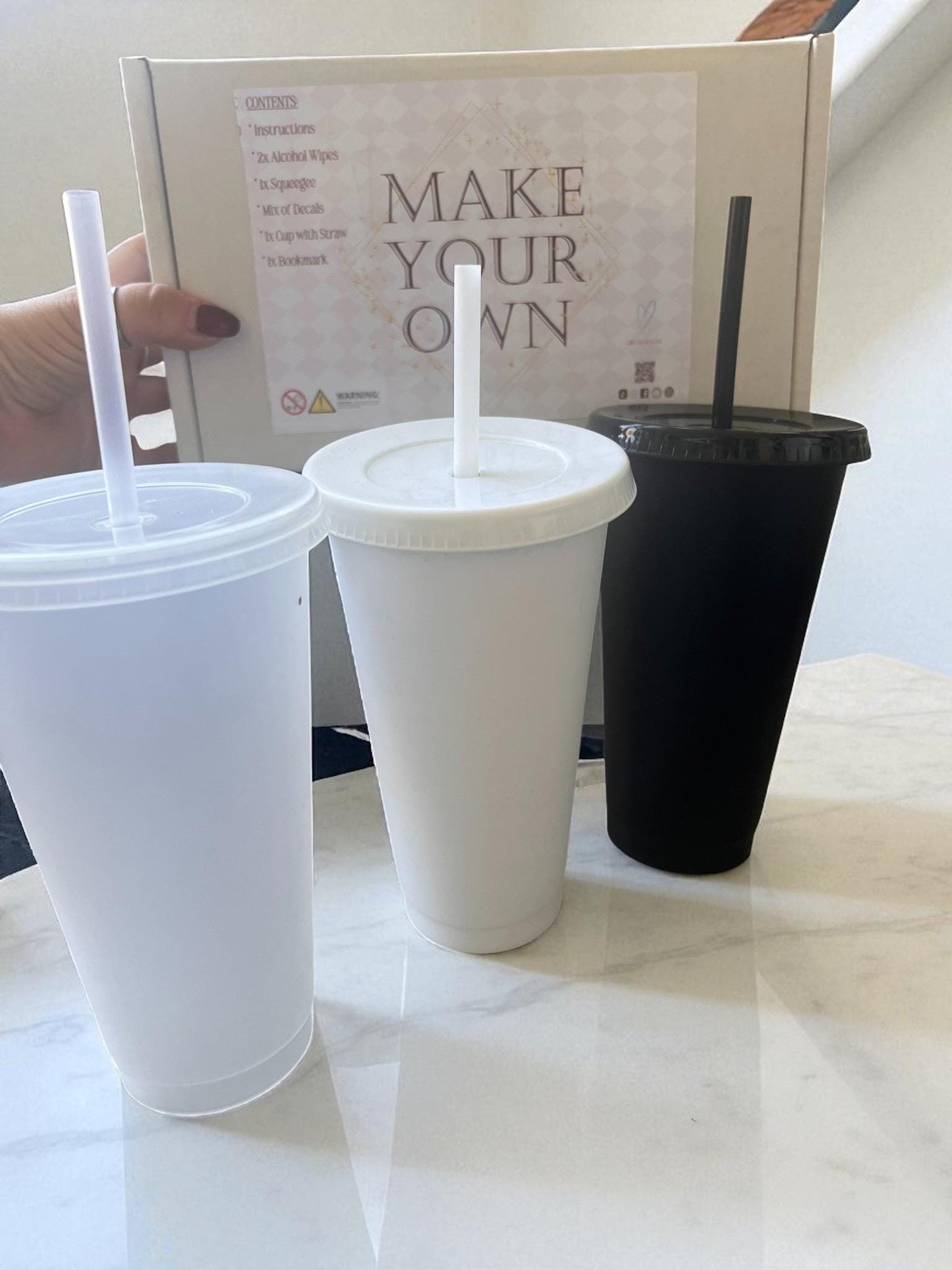 Make Your Own Gift Set Kit | DIY Cold Cup & Keyrings or Bookmark | Craft Kit with Decals | Personalised Gift Box | Creative DIY Kit