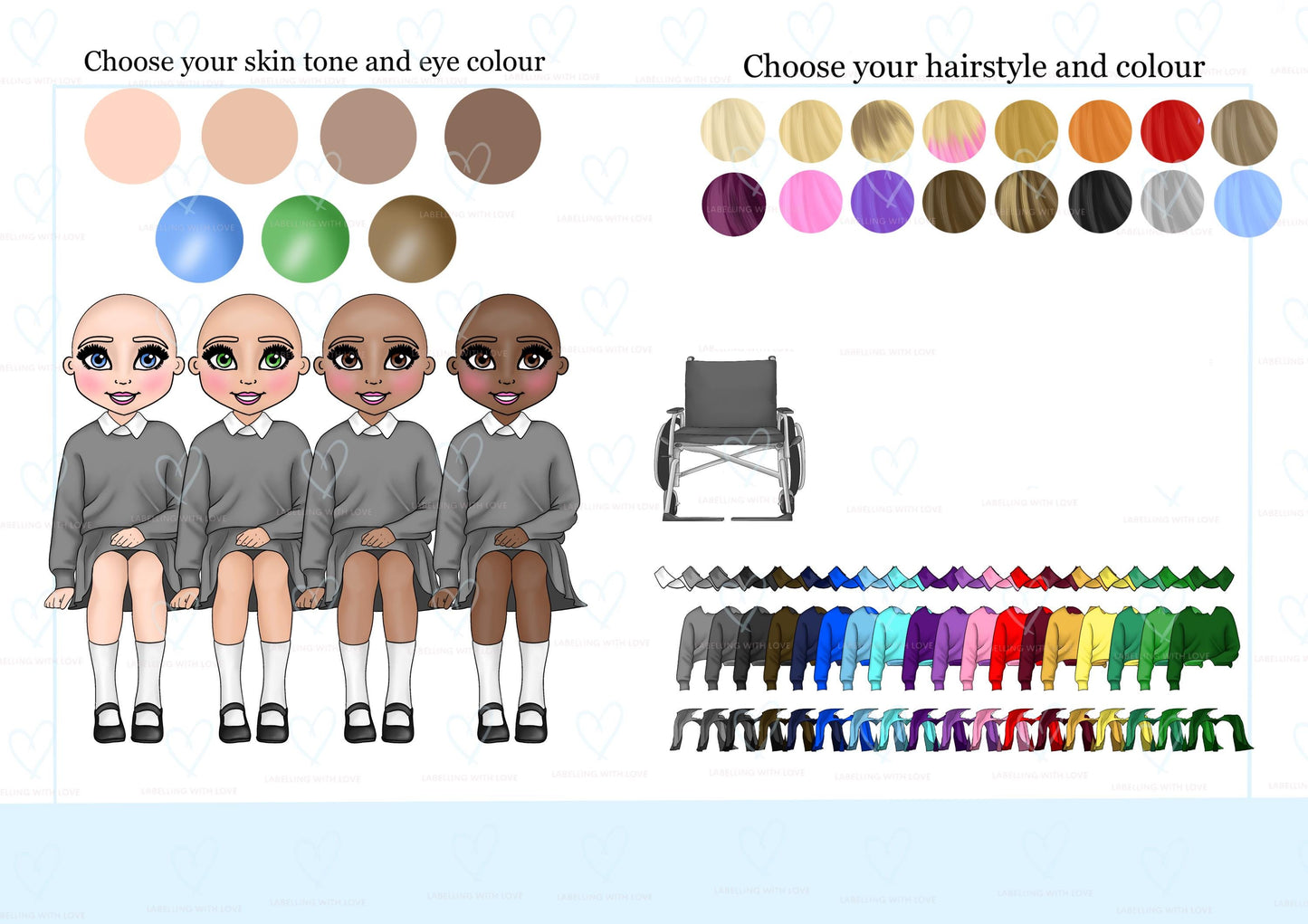 Personalised Book Bag | Character in wheelchair Dolly Book Bag | School book bag | Personalised Character bag | Primary School book bag | Wheelchair Dolly