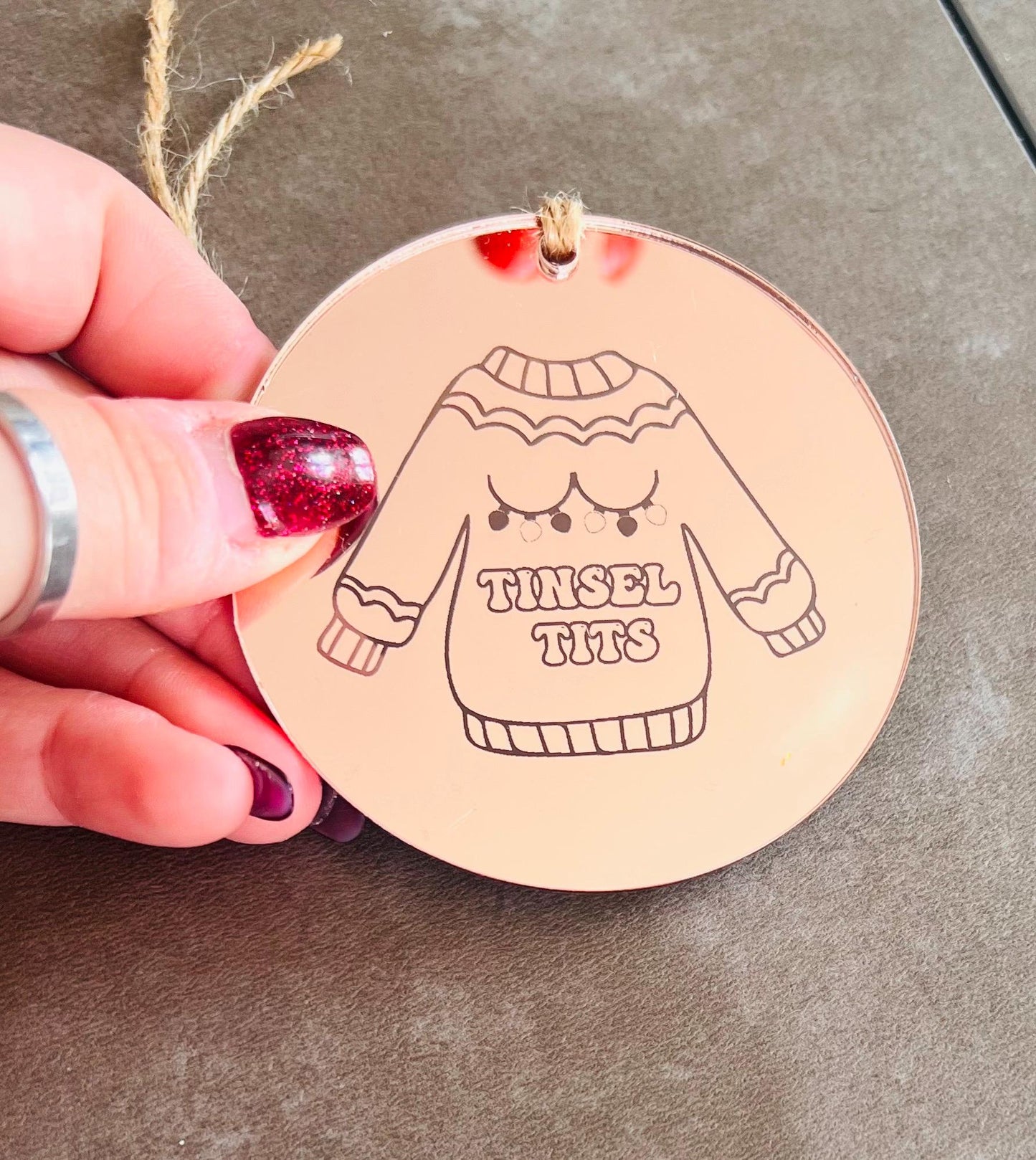 Funny Offensive Christmas Bauble | Rude Acrylic Jumper Design