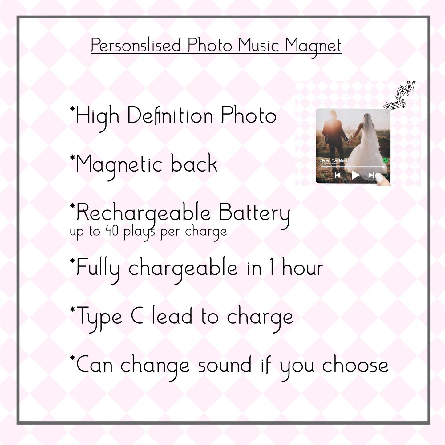 Personalised Wedding/Anniversary Gift | Personalised Magnet With Sound/Message | Giftable Fridge Magnet Plays Song/message| Music Gift