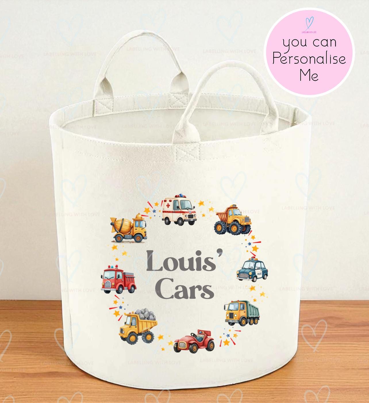 Personalised Felt Trug | Storage Bag | Toy Storage Basket | Felt Trug Toy Storage Bag | Toy Car Storage