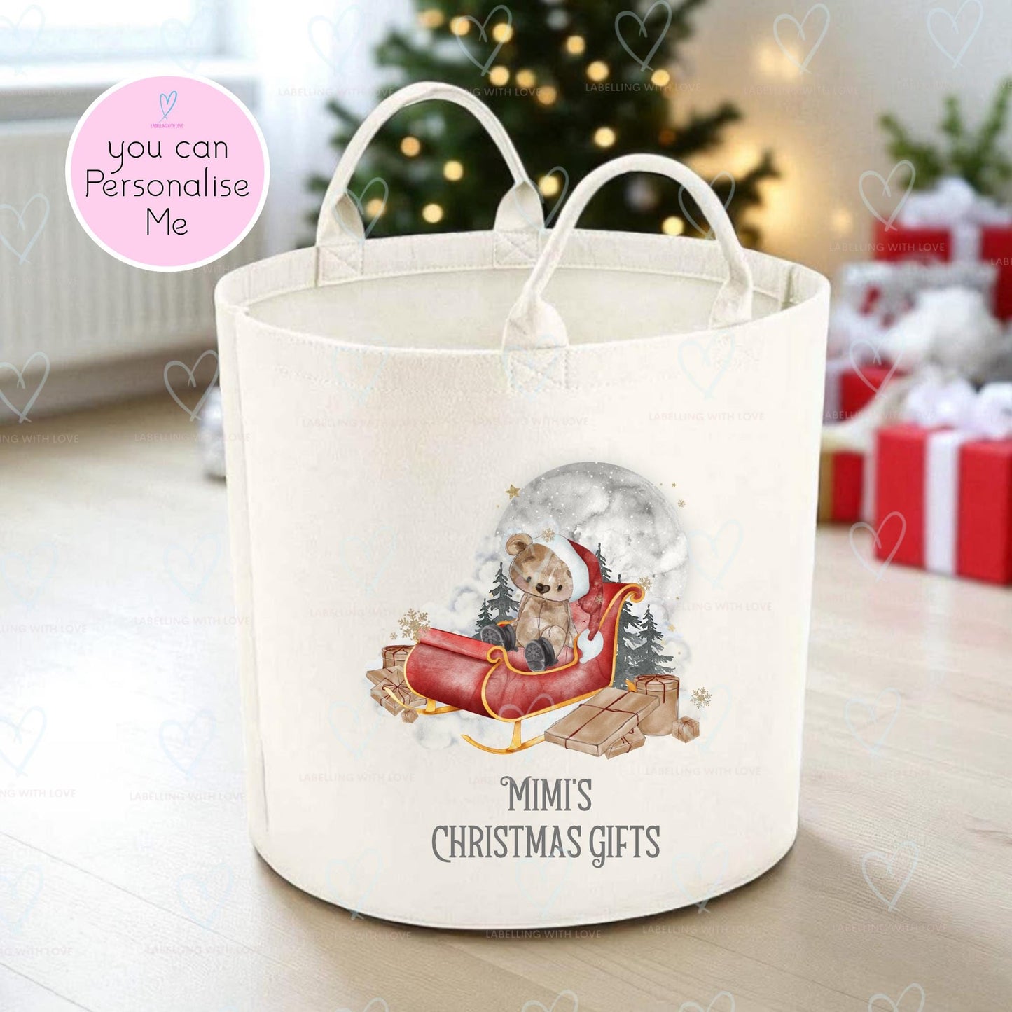 Personalised Felt Trug | Christmas Gift Basket | Christmas Storage | Festive Decoration | Christmas Gift Basket