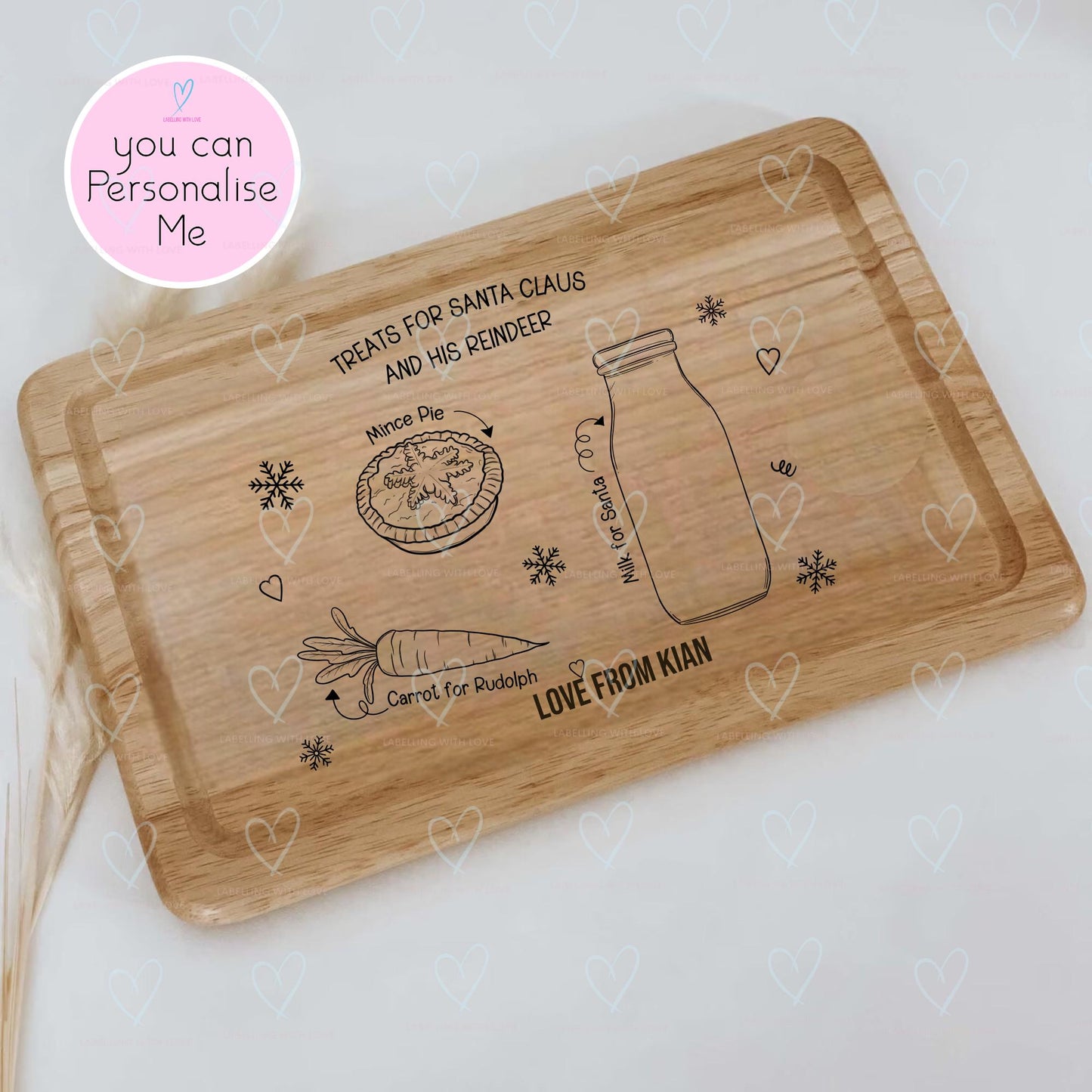 Personalised Santa Treat Board | Christmas Eve Tray | Santa Cookie Board | Reindeer Treat Board | Wooden Christmas Eve Board | Personalised Santa Plate