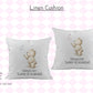 Personalised Bear Linen Cushion | Pink or Blue Kisses, Nursery Decor