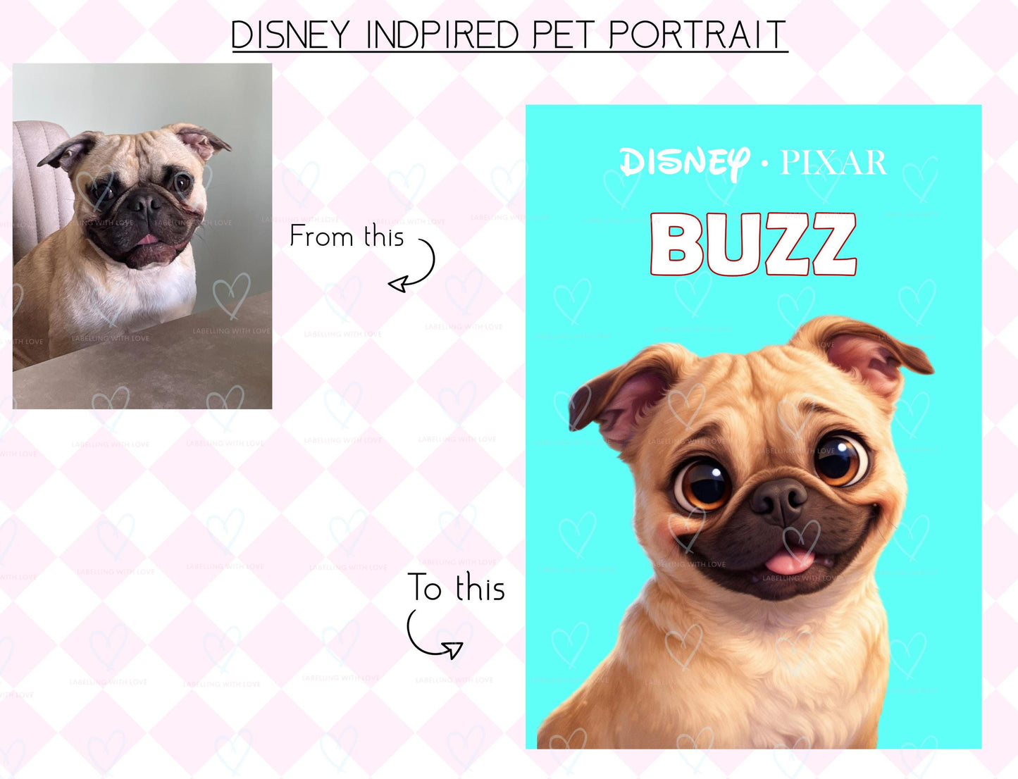 Custom Disney inspired Pet Portrait |  Home Decor Print | Personalised Disnety DOG Inspired Print