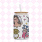 Labyrinth Inspired Frosted Glass Can 18oz | Goblin King Style Cup with Straw | Fantasy Movie Glass | Aesthetic Drinkware Gift UK