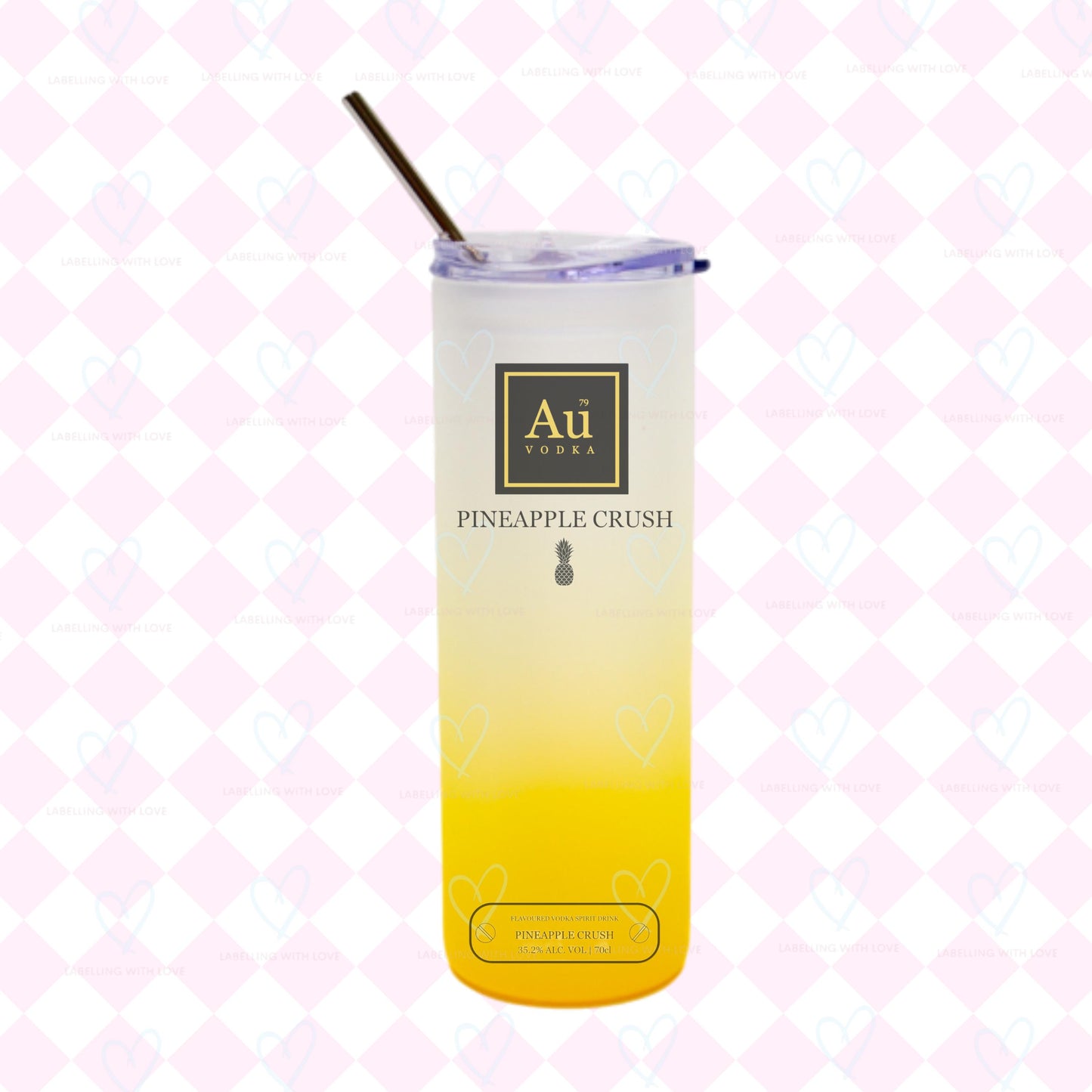 Personalised AU Vodka Tumbler Glass with Straw – Reusable Cocktail Cup – Gift for Her/Him