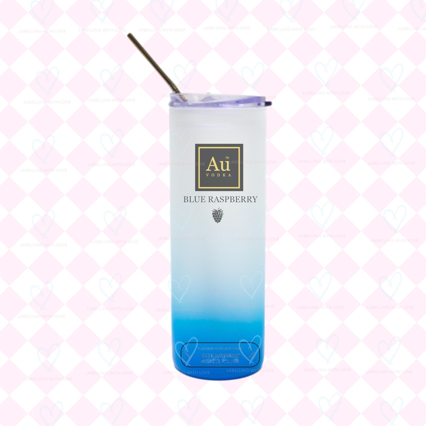 Personalised AU Vodka Tumbler Glass with Straw – Reusable Cocktail Cup – Gift for Her/Him