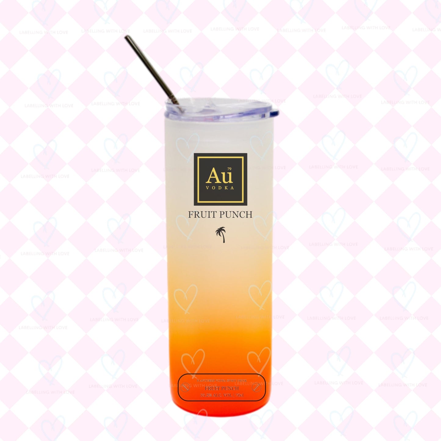 Personalised AU Vodka Tumbler Glass with Straw – Reusable Cocktail Cup – Gift for Her/Him