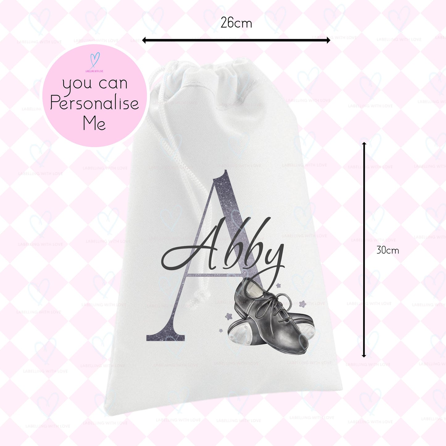 Personalised Tap Shoe Bag | Custom Dance Shoe Storage Bag | Tap Dancer Gift | Girls Dance Bag with Name | Ballet & Tap Accessories
