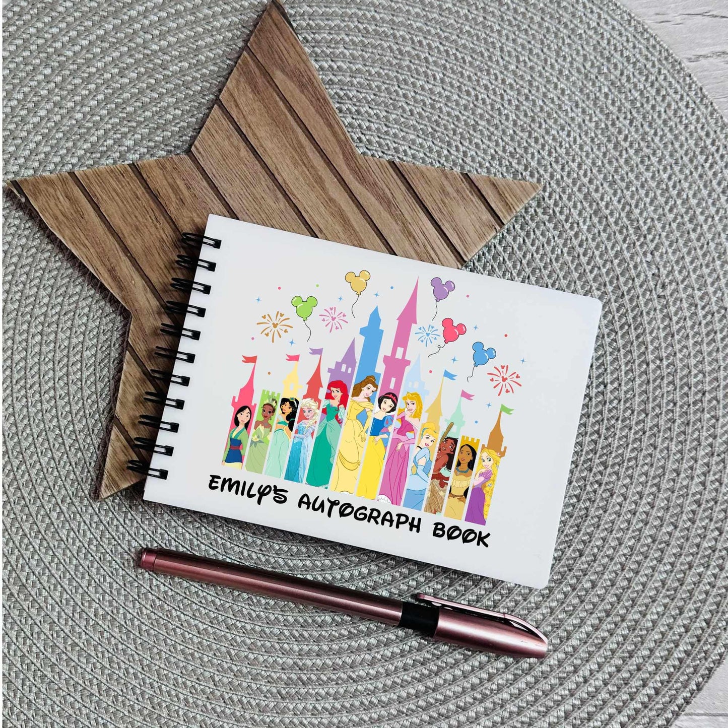 Personalised Autograph Book A6 | Custom Theme Park Autograph Album | Kids Character Signature Book | Disney Trip Keepsake Gift