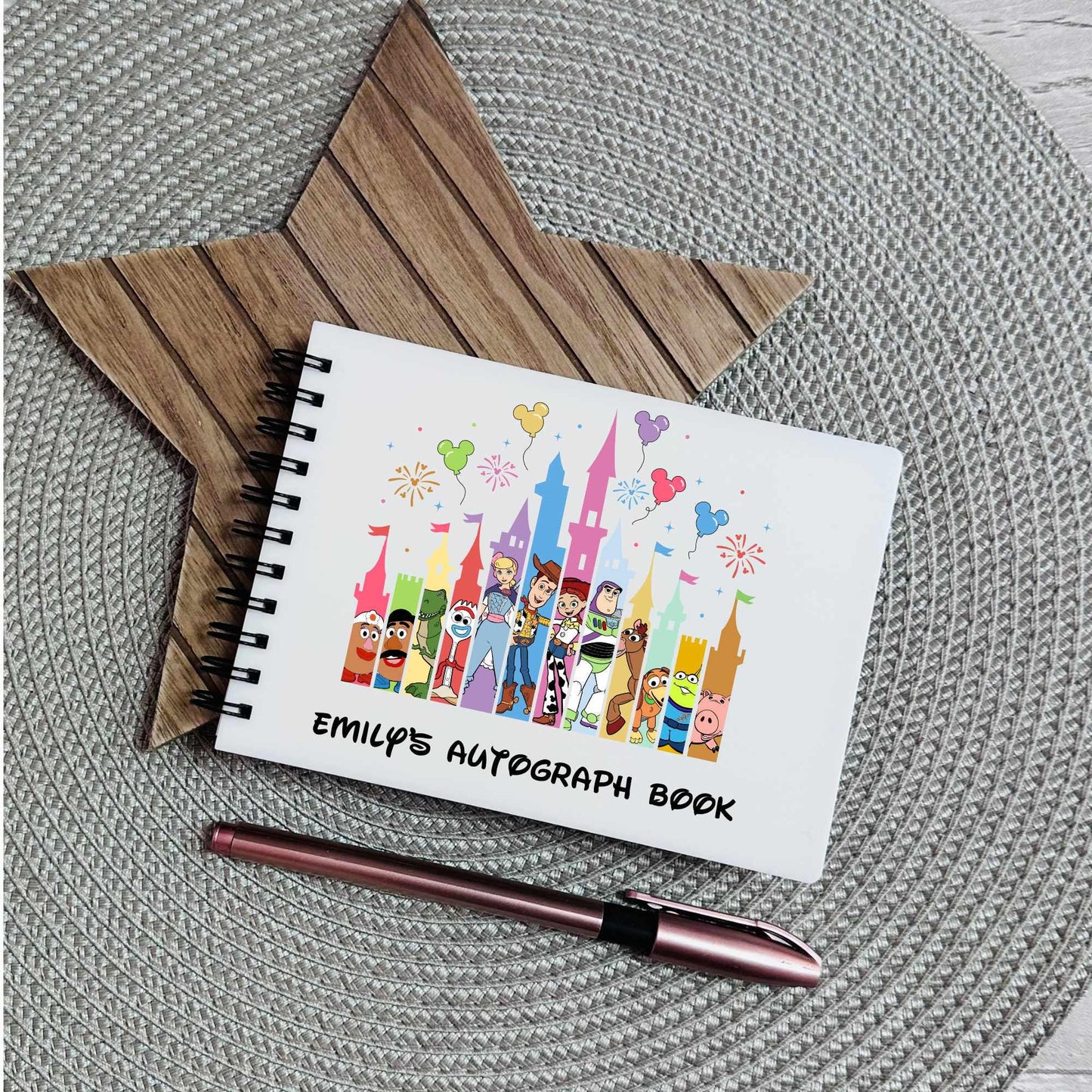 Personalised Autograph Book A6 | Custom Theme Park Autograph Album | Kids Character Signature Book | Disney Trip Keepsake Gift