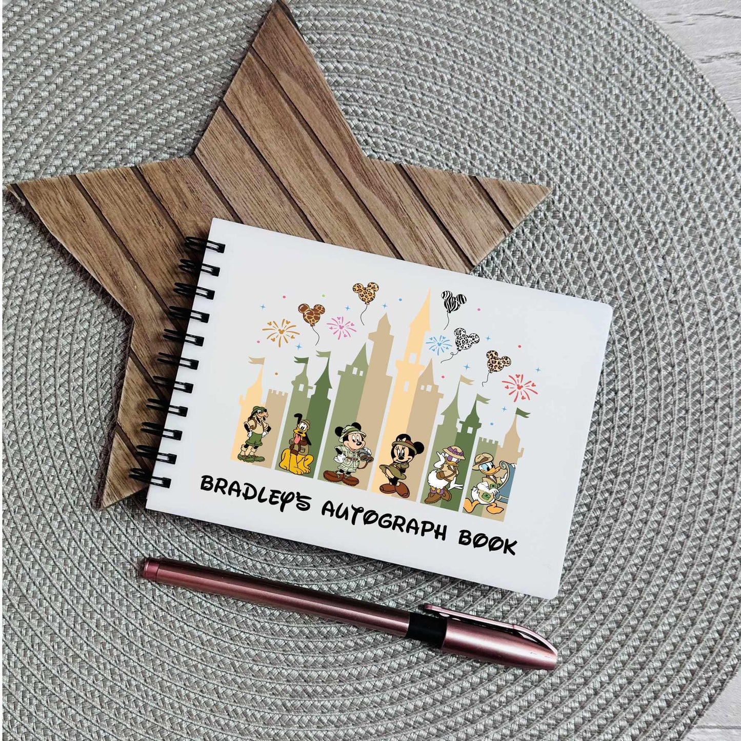 Personalised Autograph Book A6 | Custom Theme Park Autograph Album | Kids Character Signature Book | Disney Trip Keepsake Gift