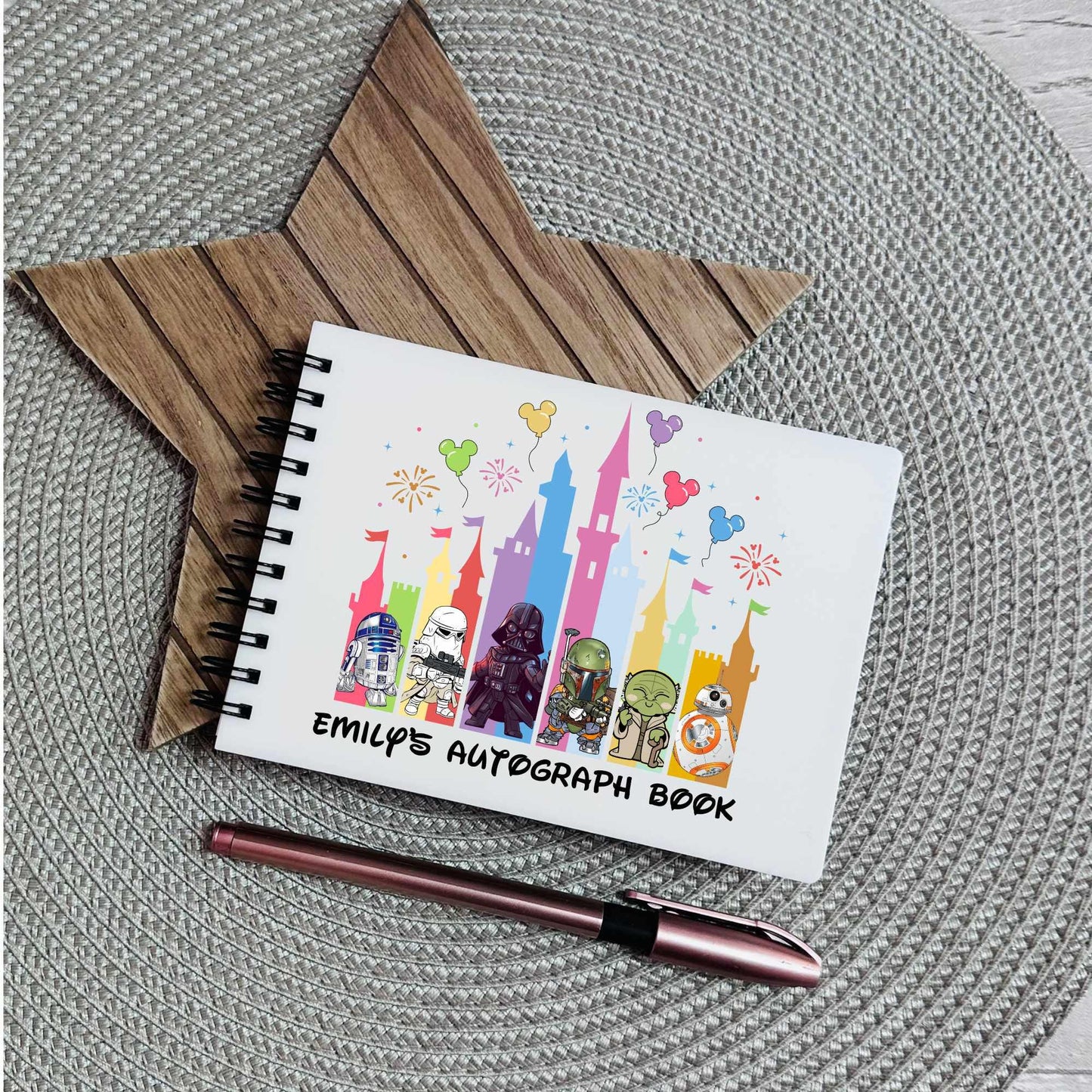 Personalised Autograph Book A6 | Custom Theme Park Autograph Album | Kids Character Signature Book | Disney Trip Keepsake Gift