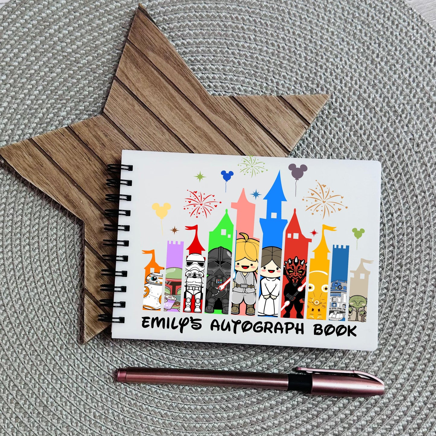 Personalised Autograph Book A6 | Custom Theme Park Autograph Album | Kids Character Signature Book | Disney Trip Keepsake Gift