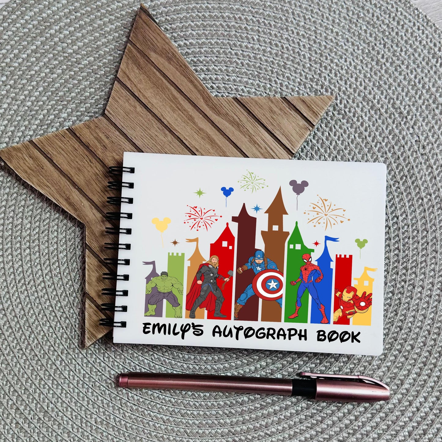 Personalised Autograph Book A6 | Custom Theme Park Autograph Album | Kids Character Signature Book | Disney Trip Keepsake Gift