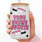 True Crime Junkie Frosted Glass Can, Spooky Podcast Lover Gift