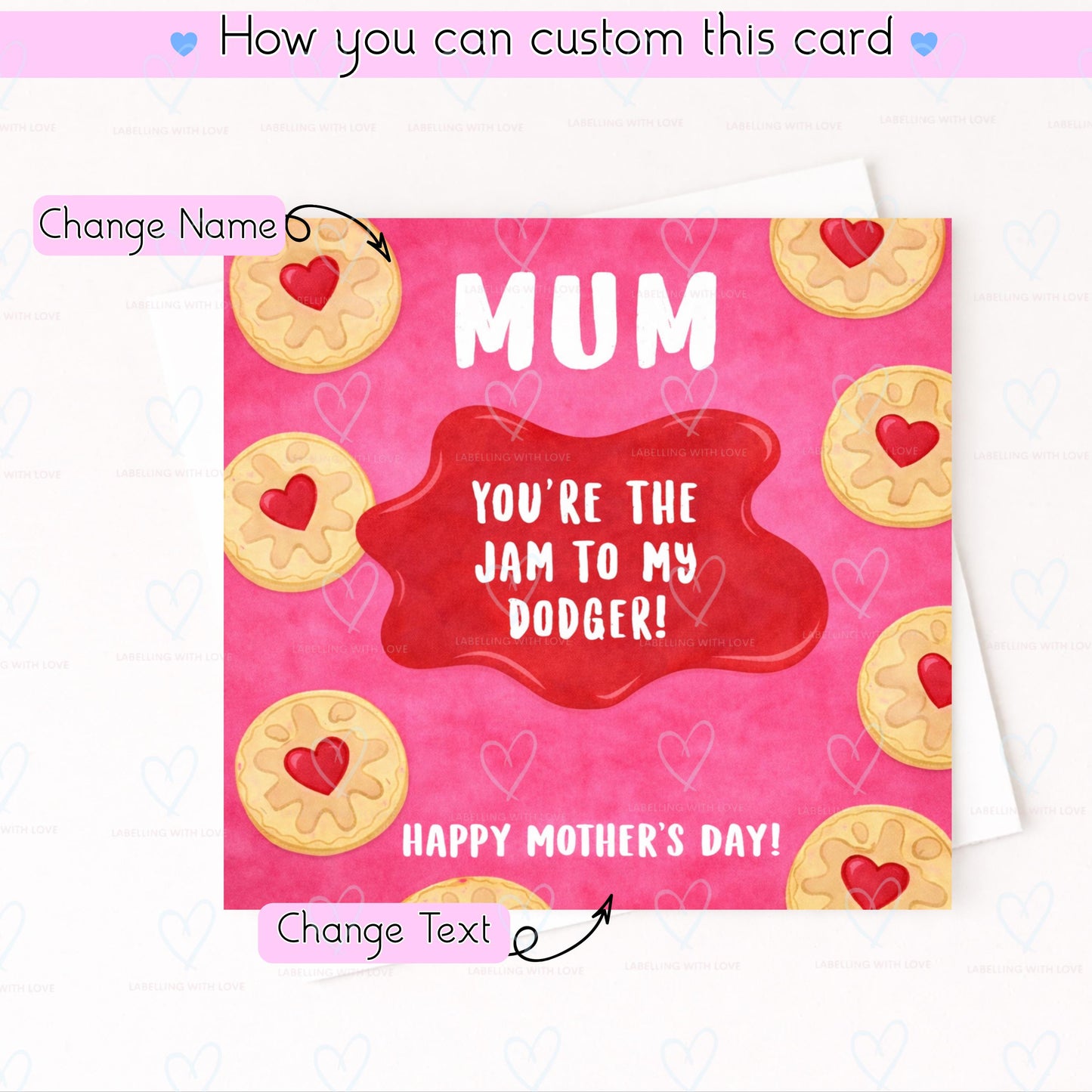 Funny Mothers Day Card from Son or Daughter, Jam to My Dodger Card, Cute Mum Birthday Card, Food Pun Card for Mum