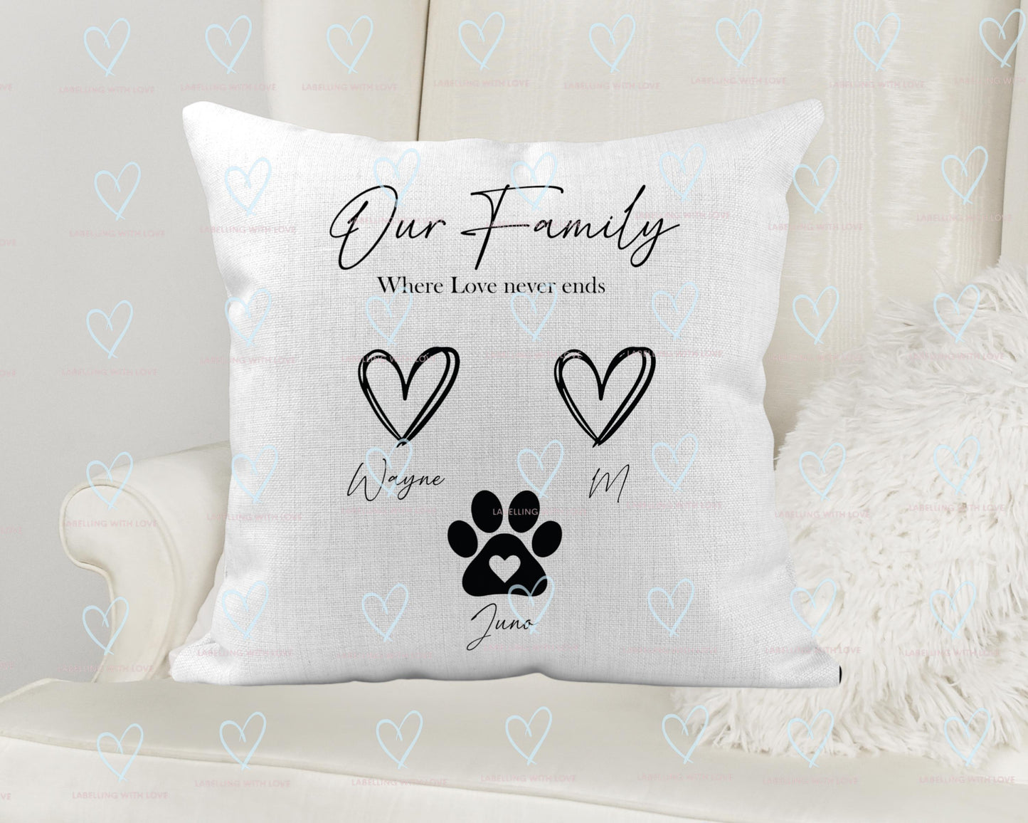 Personalised Family Cushion - Personalised Cushion - Personalised Gift - Family Cushion - Parent Gift - Family With Pet Cushion