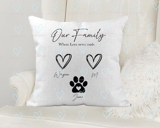 Personalised Family Cushion - Personalised Cushion - Personalised Gift - Family Cushion - Parent Gift - Family With Pet Cushion