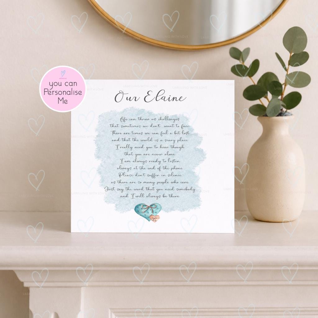 Personalised Mental Health Support Card | Thinking Of You Card | Encouragement Card | Friendship Card | Anxiety Support Gift | Personalised Name Card