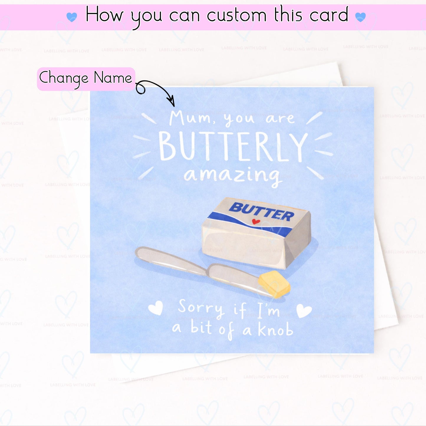 Funny Mum Card – Butterfly Amazing Butter Pun Card, Cheeky Apology Card for Mum, Mothers Day Card, Humourous Mum Birthday Card