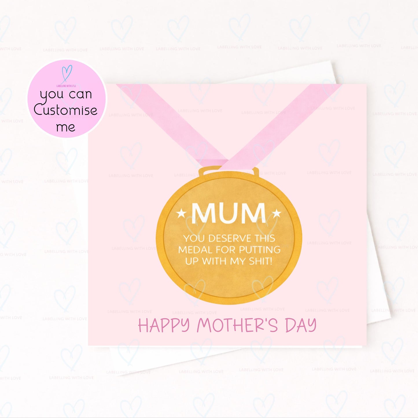 Funny Mum Mothers Day Card – Rude Mum Card – Mum You Deserve This Medal For Putting Up With Me – Cheeky Mothers Day Card –Sarcastic Mum Card