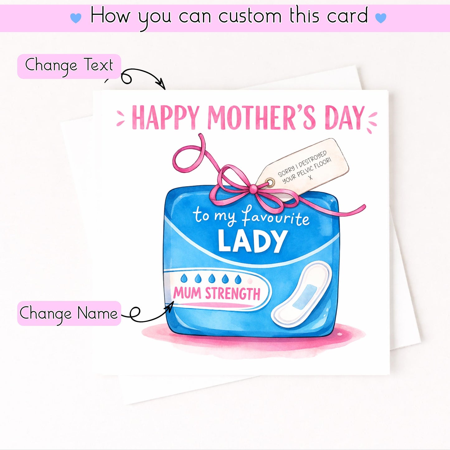 Funny Mothers Day Card – Pelvic Floor Joke Card – Mum Strength Card – Rude Mum Card – New Mum Humour Card – Cheeky Mothers Day Card