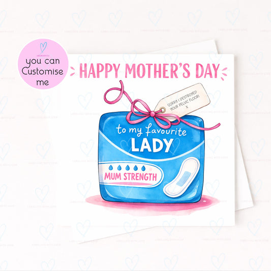 Funny Mothers Day Card – Pelvic Floor Joke Card – Mum Strength Card – Rude Mum Card – New Mum Humour Card – Cheeky Mothers Day Card