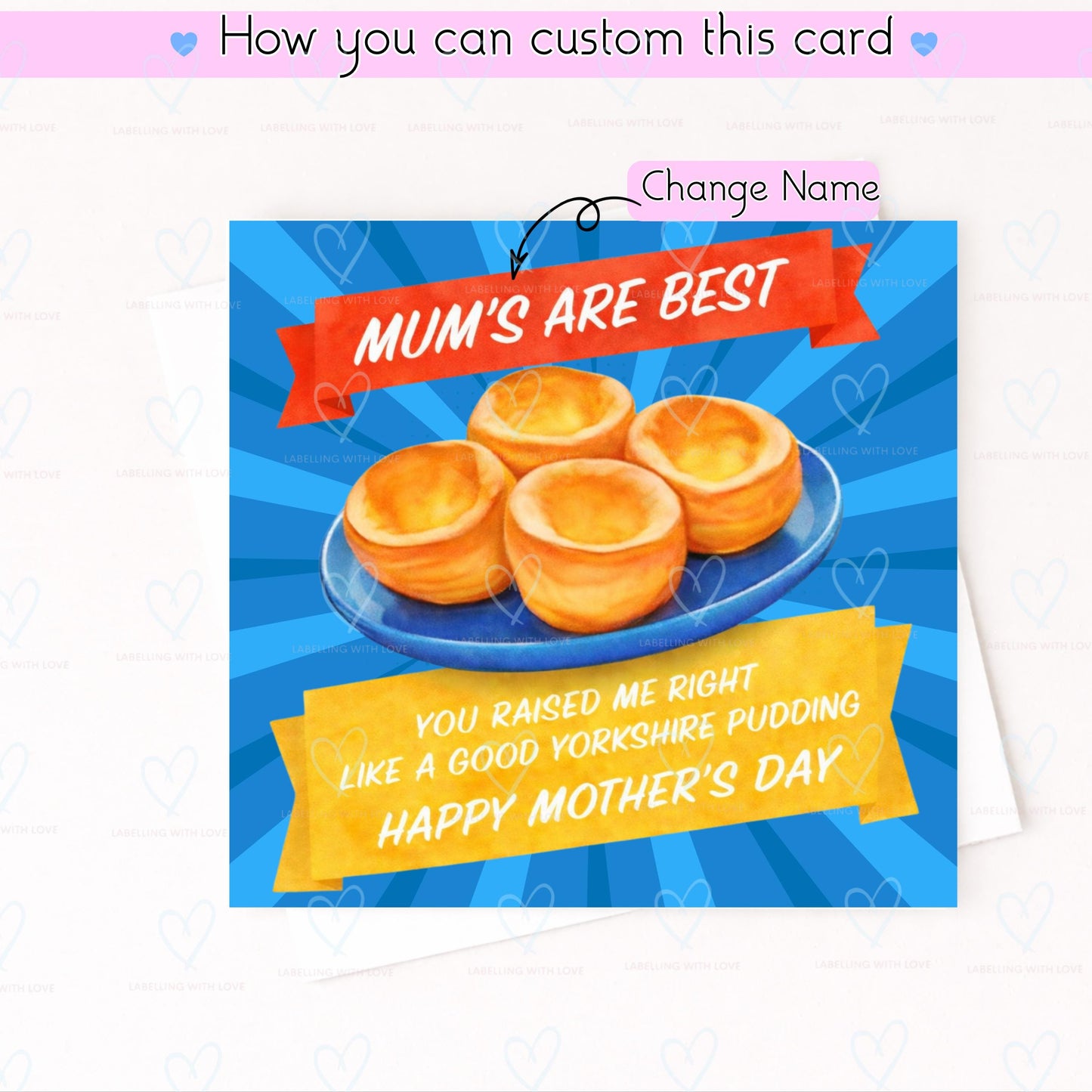 Funny Mothers Day Card – British Humour Mothers Day Card – Food Pun Mum Card – You Raised Me Right Like Yorkshire Pudding