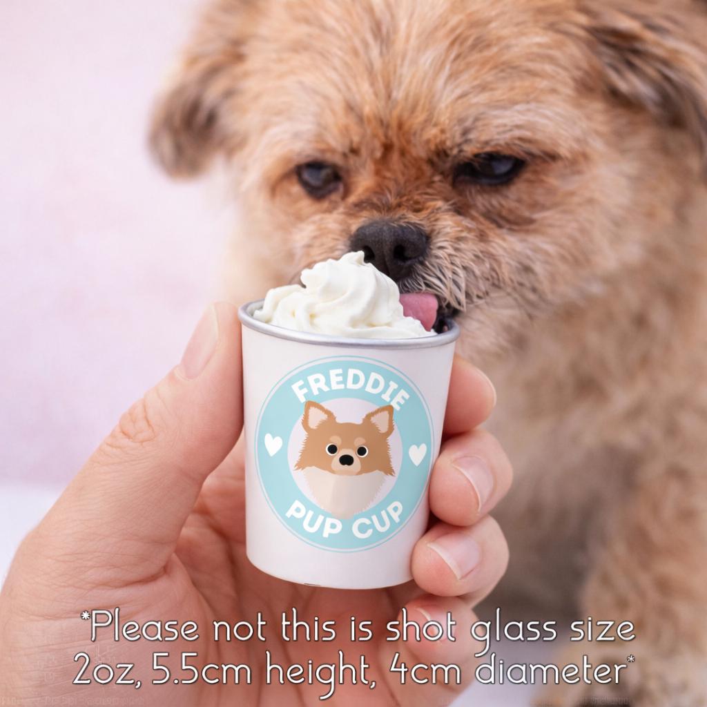 Personalised Dog Pup Cup Shot Glass – Custom Dog Name Cup, Puppuccino Cup, Dog Birthday Treat Cup, Dog Lover Gift, Pet Party Cup