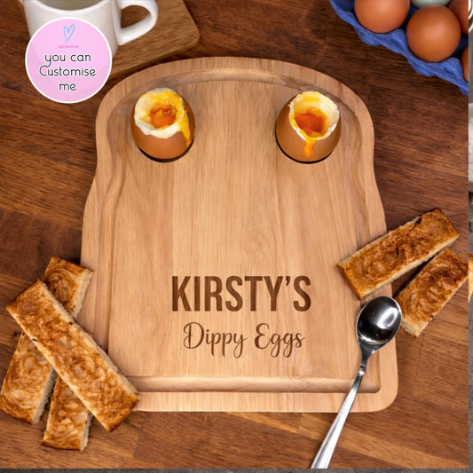 Personalised Dippy Egg Board | Engraved Wooden Egg & Soldier Board | Custom Breakfast Gift for Adults | Kitchen Gift UK