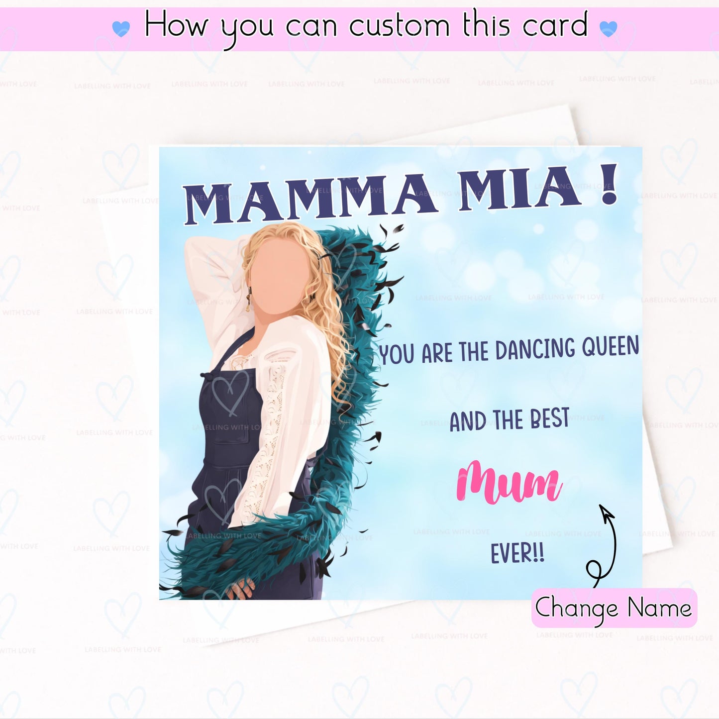 ABBA Inspired Mum Card – Mamma Mia Mothers Day Card, Dancing Queen Mum Card, Funny ABBA Fan Card for Mum, Customisable Music Lover Card