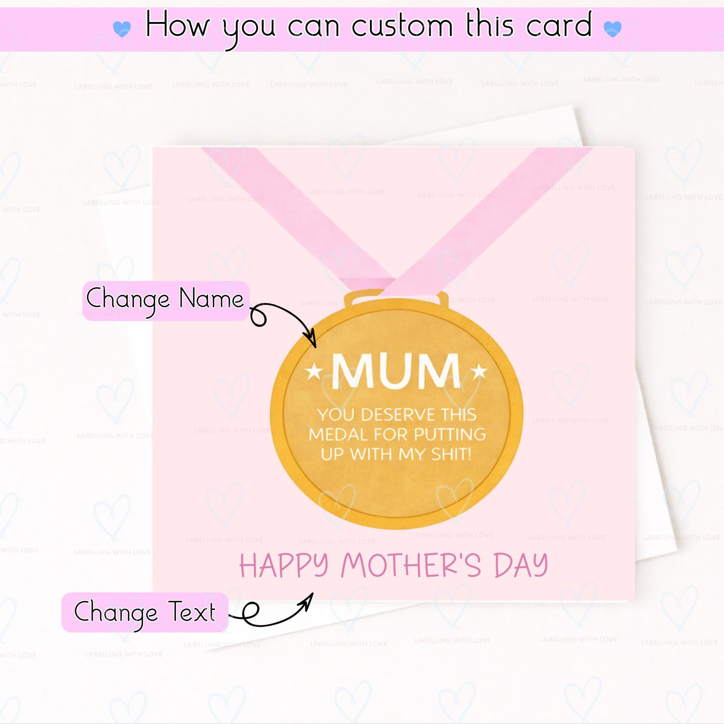 Funny Mum Mothers Day Card – Rude Mum Card – Mum You Deserve This Medal For Putting Up With Me – Cheeky Mothers Day Card –Sarcastic Mum Card